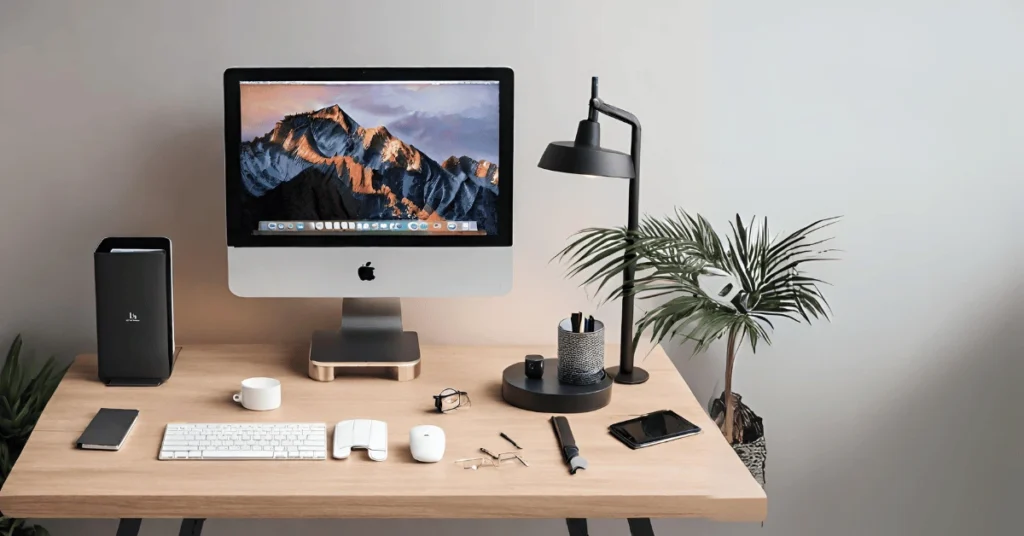 Practical Aesthetics - A well-decorated minimalist workspace promotes productivity and mood.