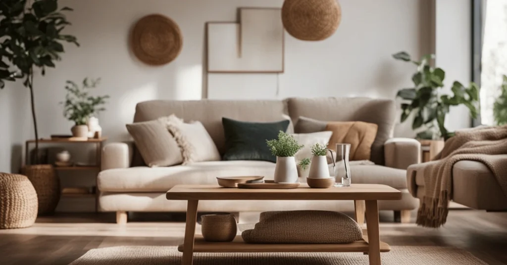 Elegance in Ease: A Serene Cozy Minimalist Living Room Space.