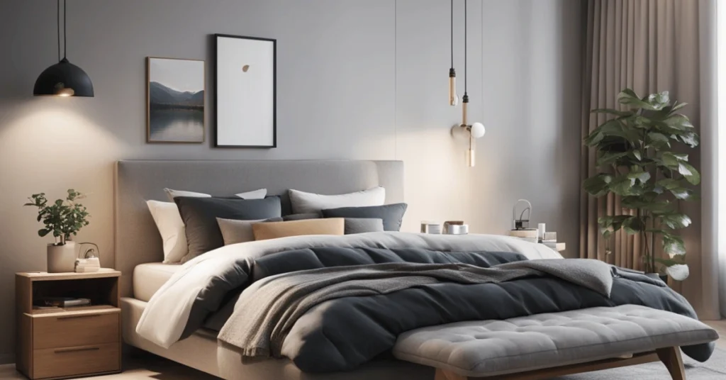 Elegance Redefined: Simple Yet Stylish Cozy Minimalist Bedroom Featuring Modern Minimal Decor.
