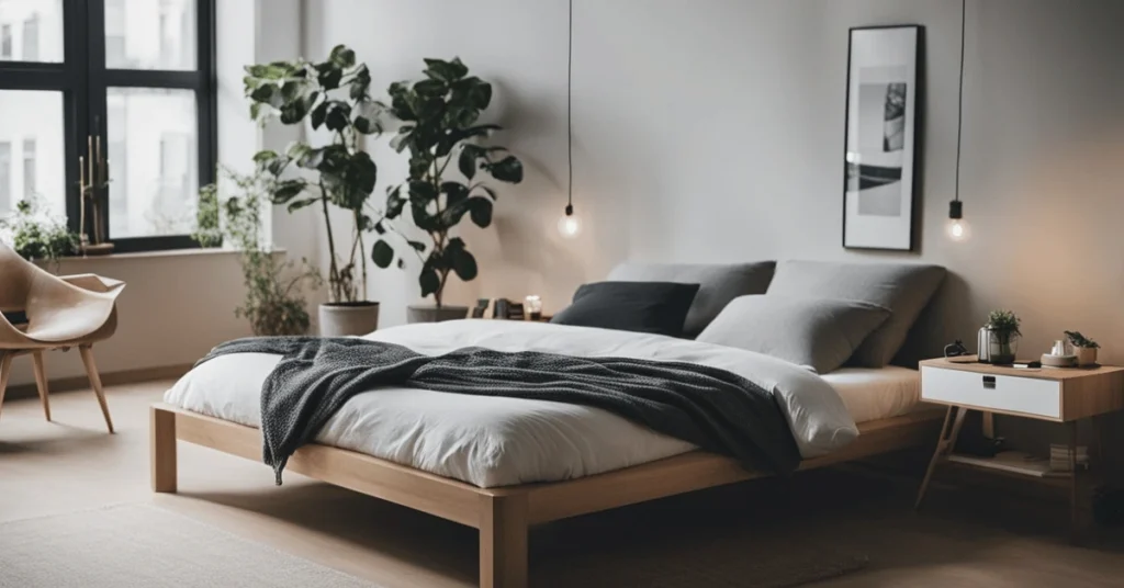 Understated Beauty: Cozy Minimalist Bedroom with Clean Lines Highlighting Simple Elegance.