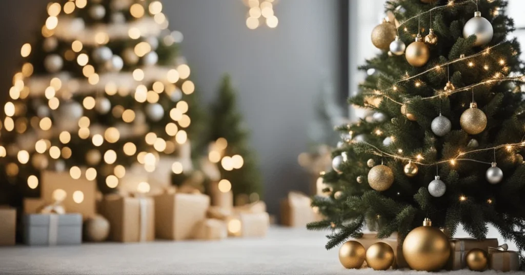 Sleek Festive Elegance: Minimal Christmas Tree in a Modern Home.