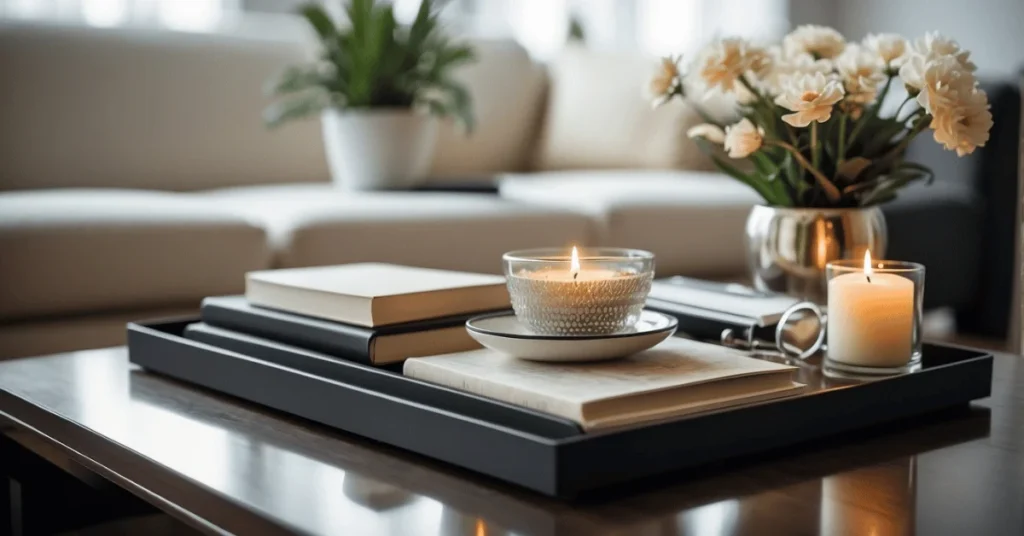 Chic and stylish minimalist coffee table decor.
