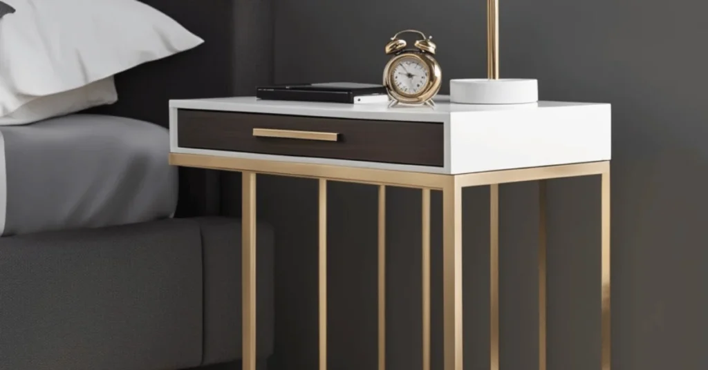 Enhance your bedroom decor with a minimalist modern bedside table.
