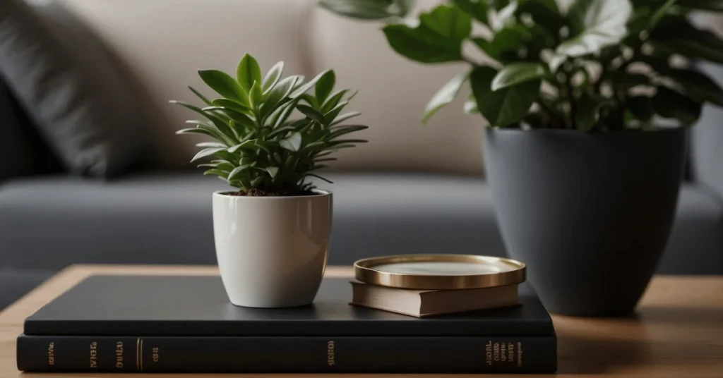 The elegance of minimalist coffee table decor in focus.