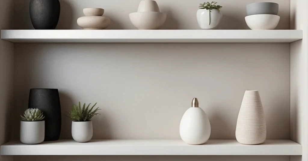 Minimalist shelf decor: Where form meets function.
