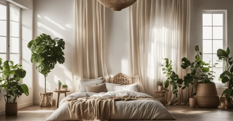Boho Minimal Bedroom: Creating a Simple and Chic Sanctuary 1 Warm and inviting Boho Minimal Bedroom vibes.