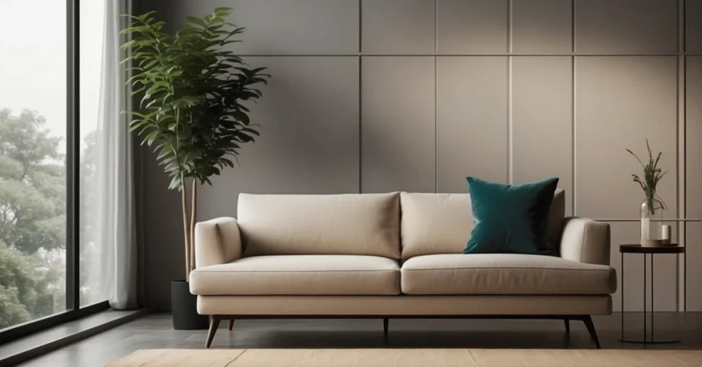 Achieve a clutter-free living space with this elegant sofa.