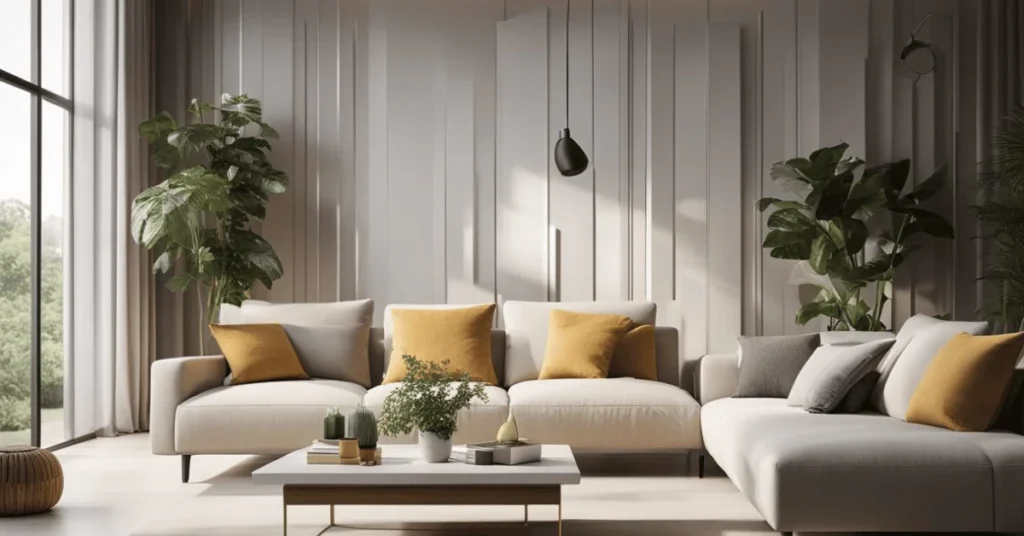 Breathe easy in a minimalist modern high ceiling living room.