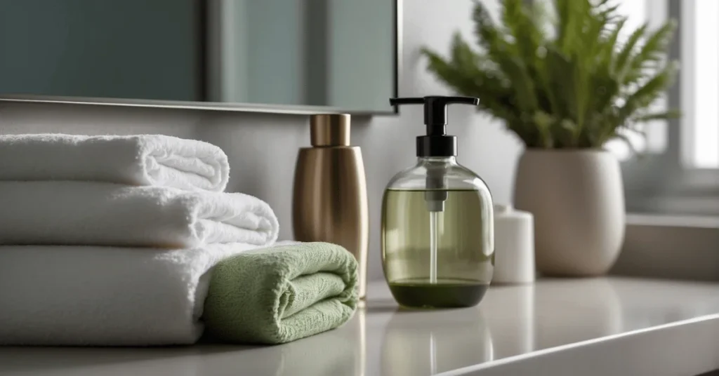 Simplicity meets style in our Minimal Bathroom Counter Decor.