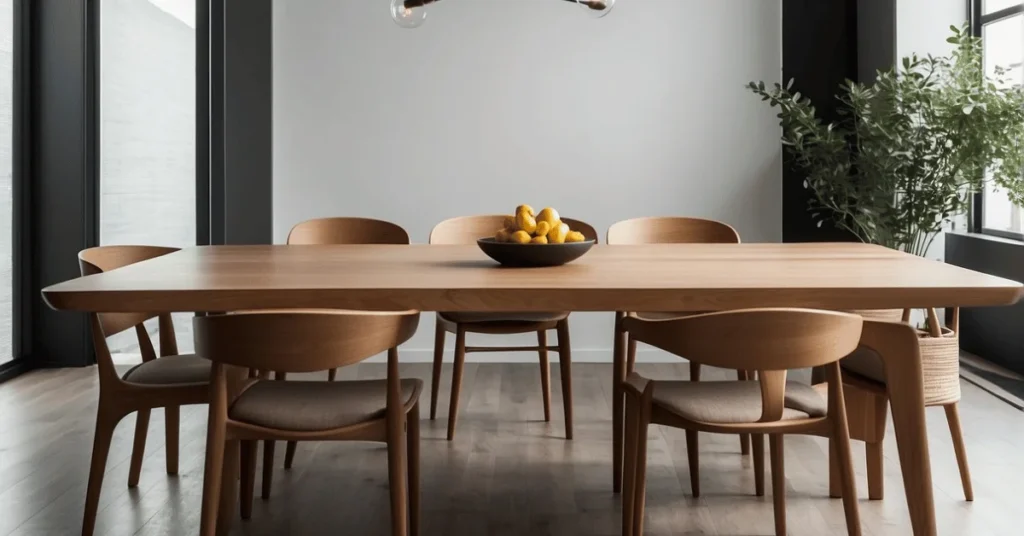 Upgrade your dining experience with a modern wooden dining table