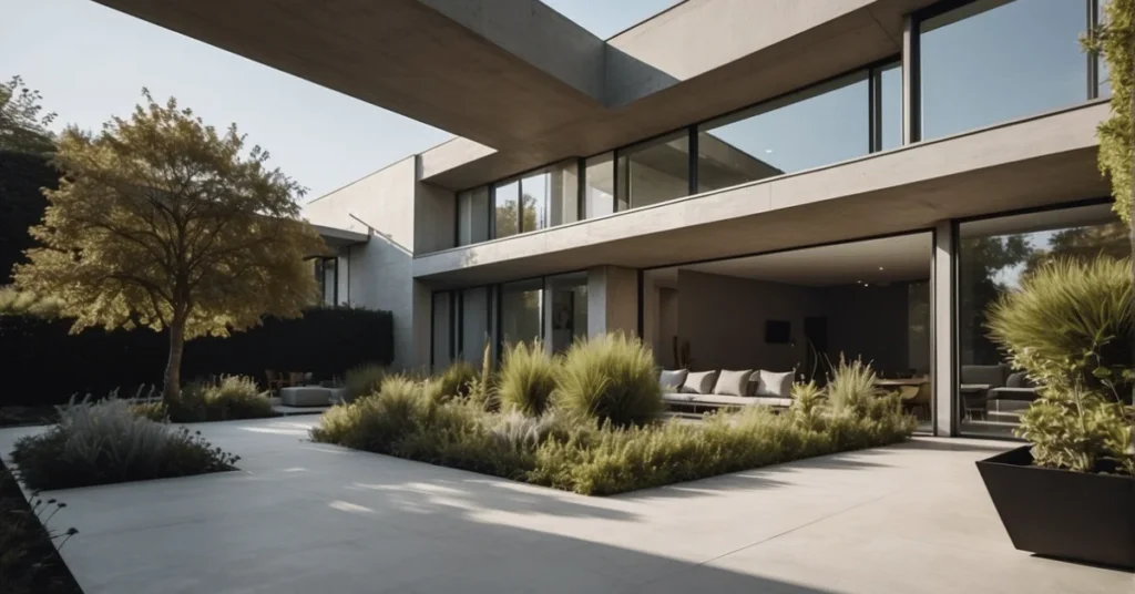 Experience the elegance of a single concrete minimalist house in urban landscapes.