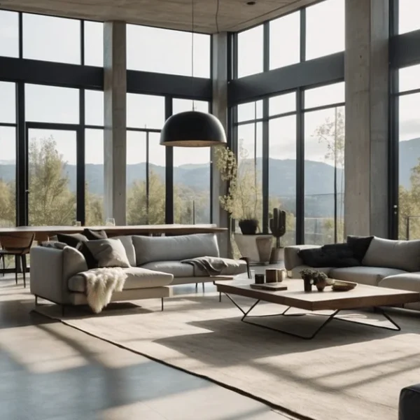 Minimalist industrial house design combines simplicity with rugged elements.