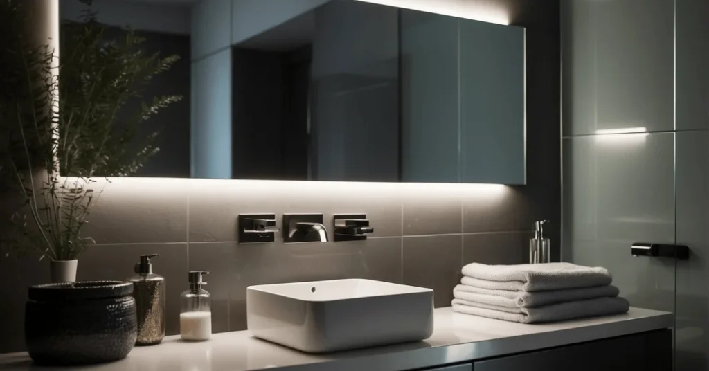 Create a serene space with Minimal Bathroom Counter Decor.