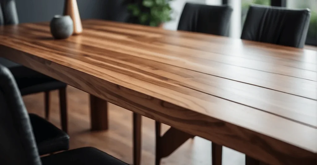 Transform your dining room with a modern wooden dining table.