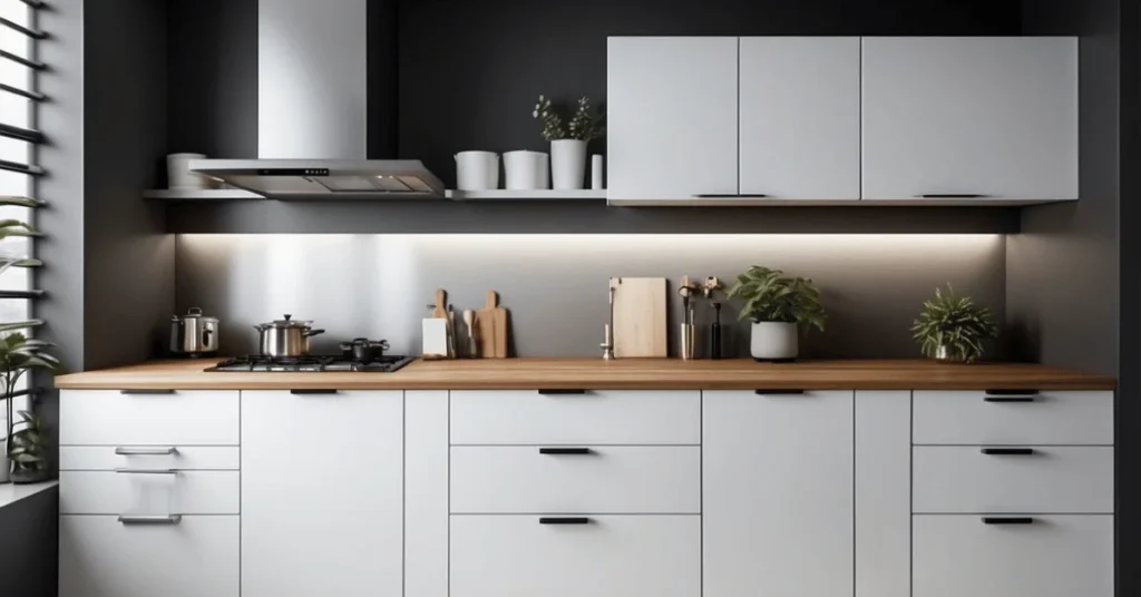 Modernize your home with the clean lines of minimalist kitchen cabinets.