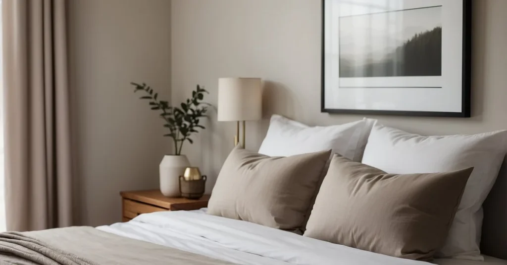 Achieve an aesthetic minimalist bedroom look with sleek furniture and neutral tones.