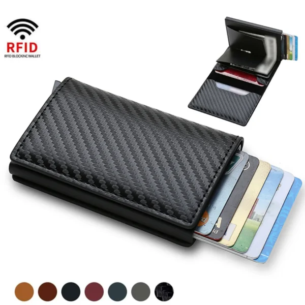 2022 Credit Card Holder Wallet Men Women RFID Aluminium Bank Cardholder Case Vintage Leather Wallet with