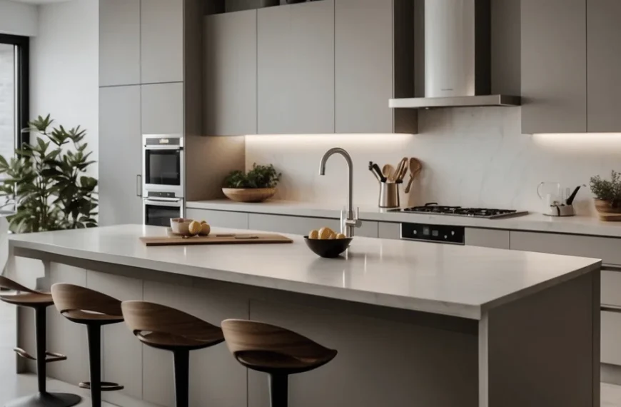 Explore the efficiency of a small minimalist kitchen.