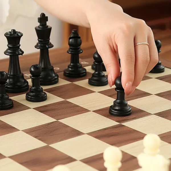 Unleash your inner grandmaster with the sleek minimalist chess set.