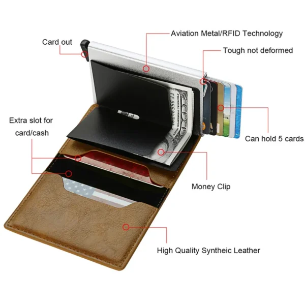 Rfid Credit Card Holder Men Wallets Bank Cardholder Case Small Leather Slim Thin Magic Mini Wallet 3