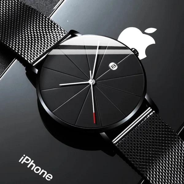 A black minimalist watch: the ultimate in sleek sophistication.
