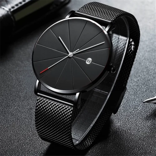 Our black minimalist watch: for those who appreciate the finer details.