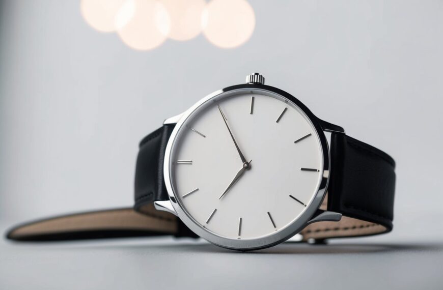 89 A sleek, unadorned wristwatch with a simple, clean face and slim, understated hands. The watch is set against a plain background, emphasizing its minimalist design