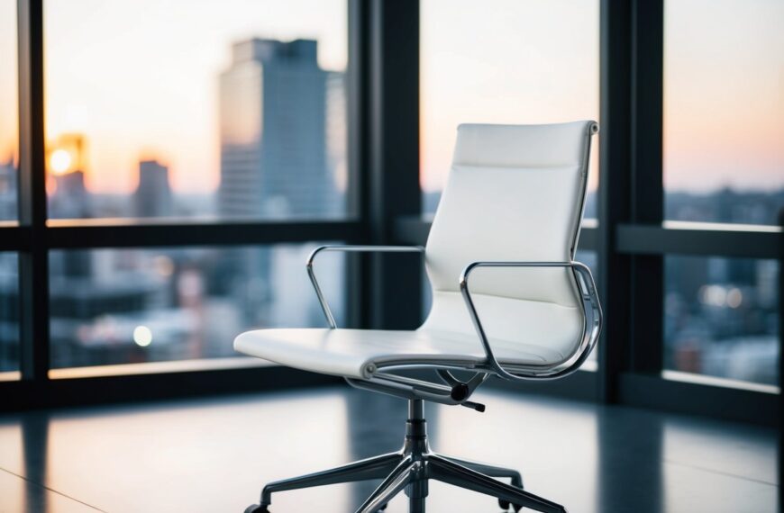 13 A simple, sleek office chair with clean lines and minimalistic design