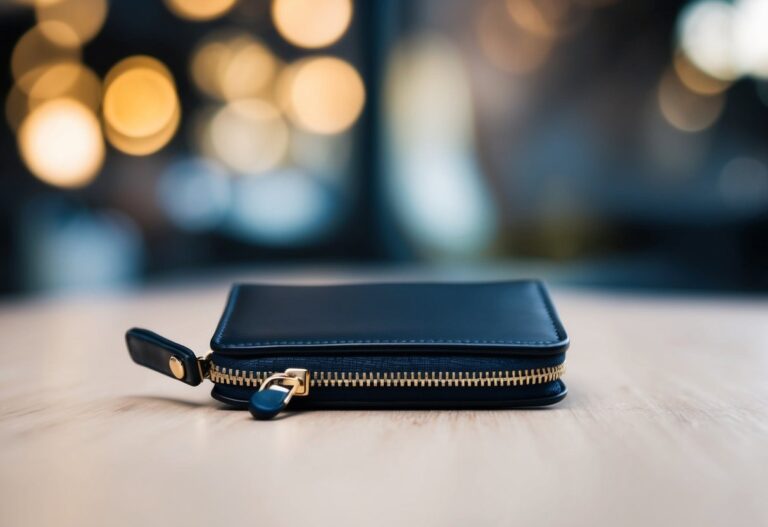Minimalist Wallet for Women: The Ultimate Guide to Stylish Simplicity 6 A sleek, compact wallet with a simple design, featuring a few card slots and a small zippered compartment for coins
