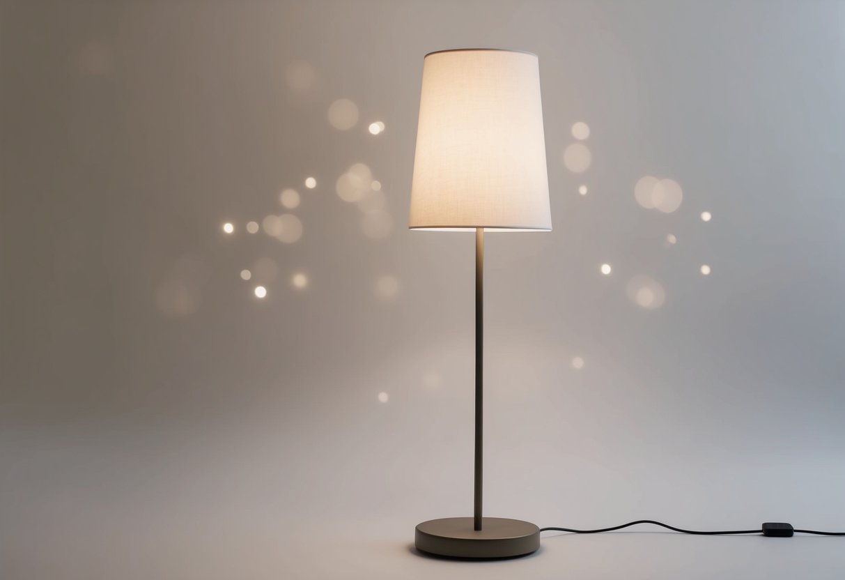 Our Favorite Minimalist Floor Lamp: Elevate Your Space with Simple Elegance 1 A simple, slender minimalist floor lamp with a straight, unadorned stem and a small, round base. The lampshade is a plain, geometric shape, casting a soft, diffused light