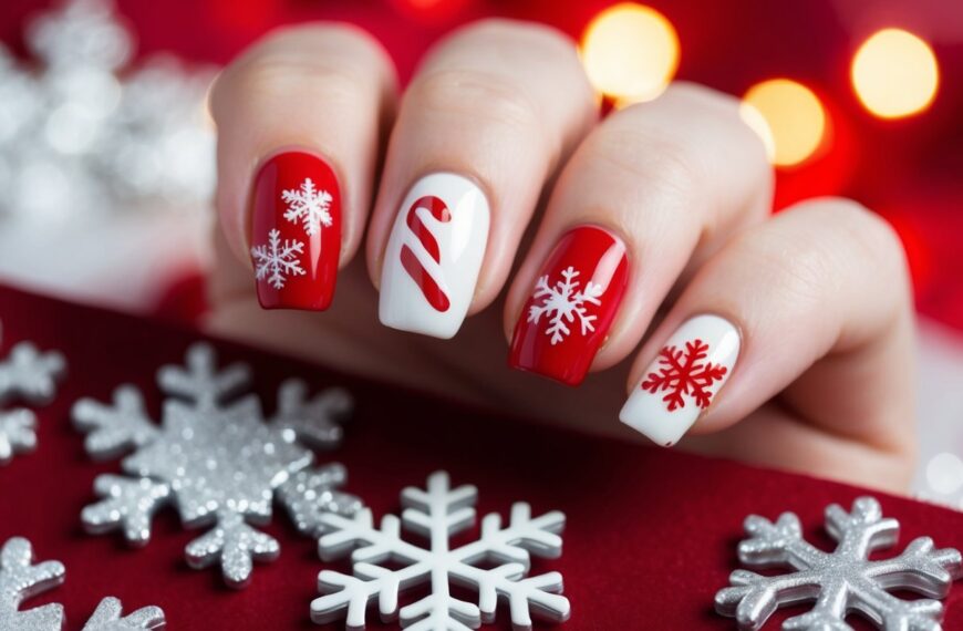 93 red and white nails