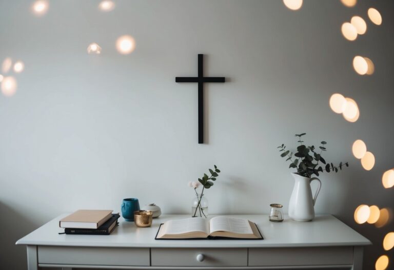 Christian Minimalism: Embracing Simplicity in Faith and Lifestyle 1 A simple, uncluttered room with a single cross on the wall and a few essential items