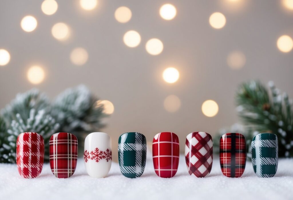 7 Simple Winter Nail Inspo: Fresh Minimalist Ideas for Your Seasonal Manicure 5 A cozy winter scene with plaid patterned accents on a simple background, perfect for nail art inspiration