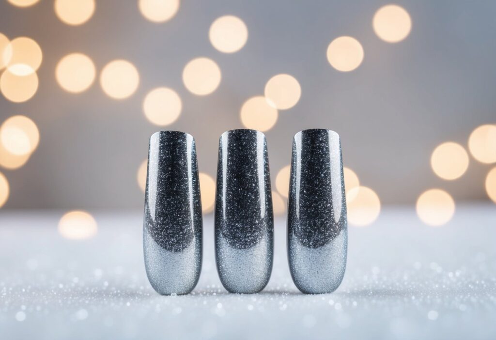 7 Simple Winter Nail Inspo: Fresh Minimalist Ideas for Your Seasonal Manicure 3 Silver French tips with sparkles on a simple winter-themed background